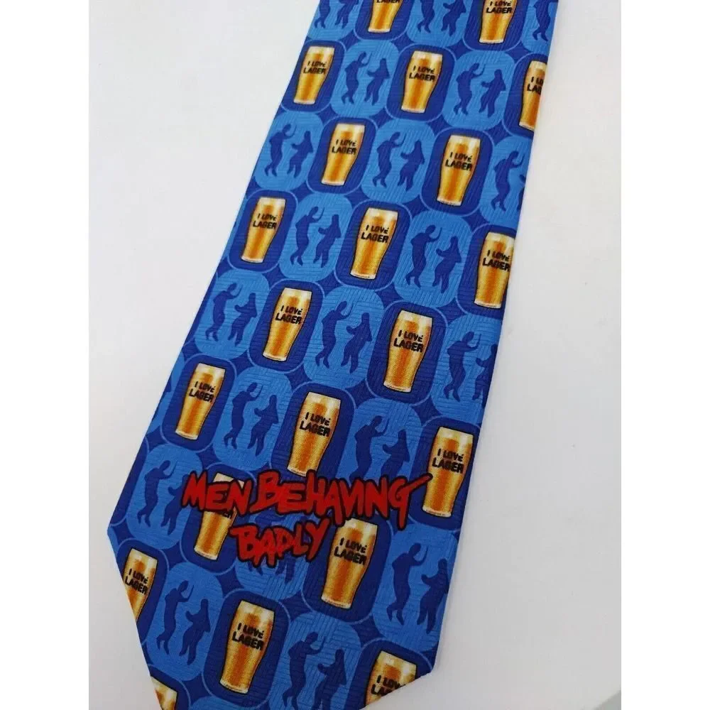 Men Behaving Badly BEER Drinking I love Lager Tie Necktie BBC Television Yoohoo